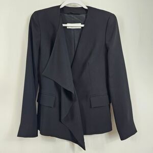MaxMara Single Breasted Drape Lapel Blazer in Black - Size 10